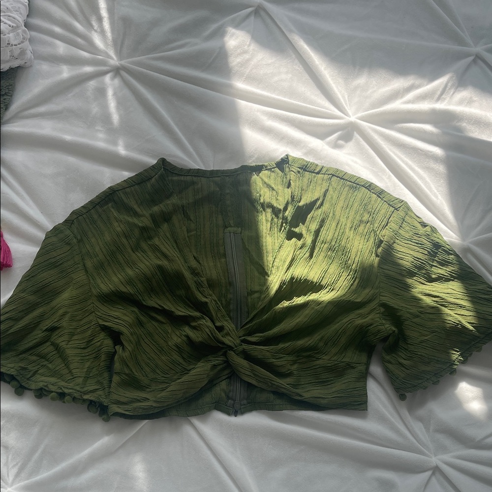 No. 6 Olive Green Twist Crop Top